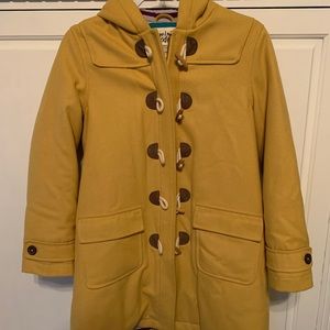 Mini Boden Girls Yellow Wool Hooded Coat